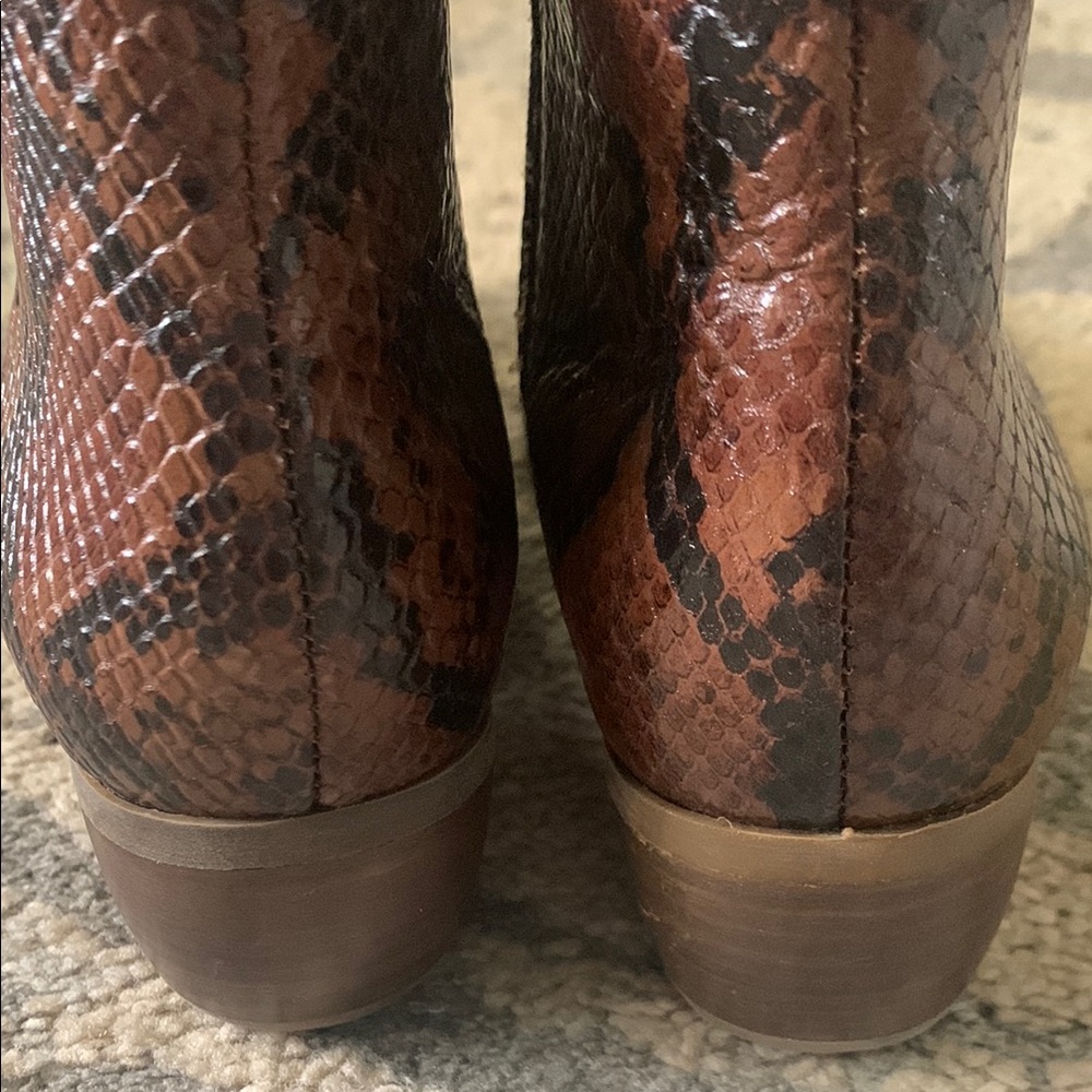 Clarks Brown Snakeskin Ankle Boots - Picture 3 of 6